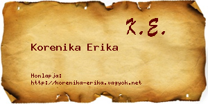 Korenika Erika névjegykártya